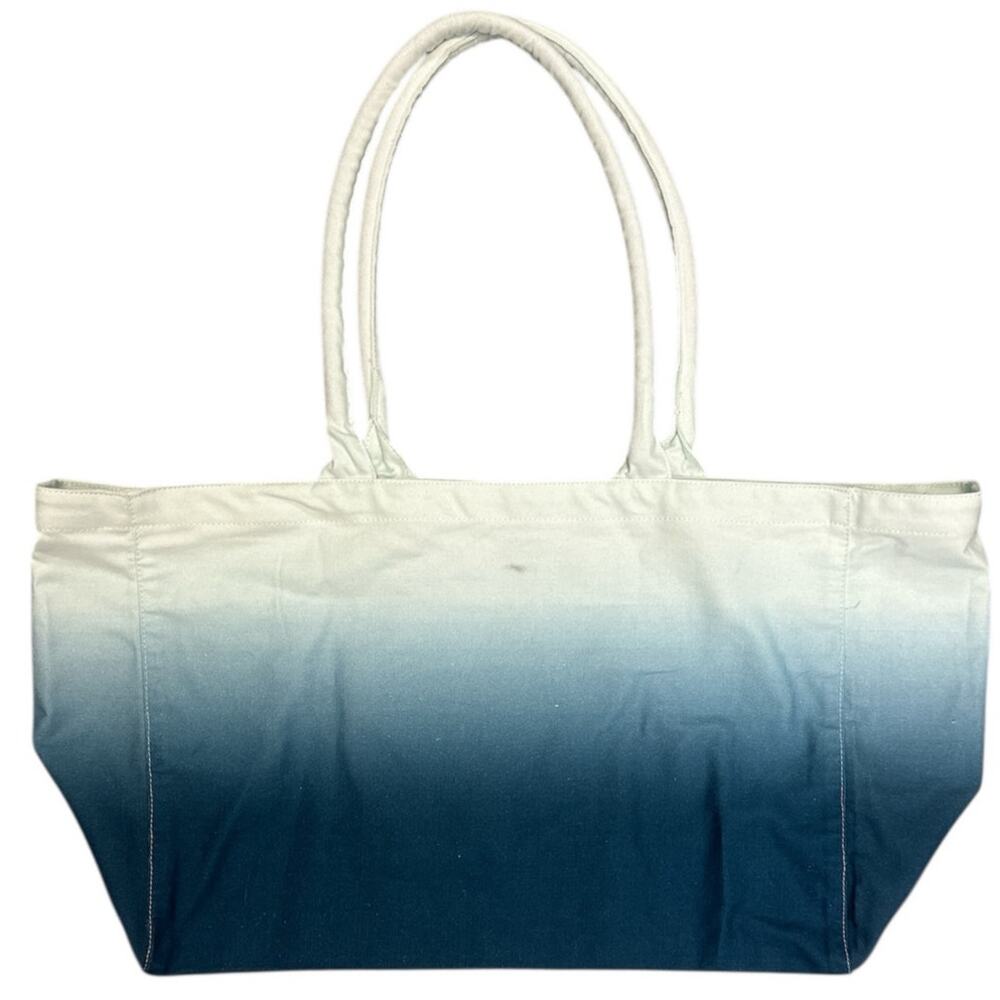 Athleta Blue White Ombre Beach Tote Bag 100% Cotton - Picture 3 of 6